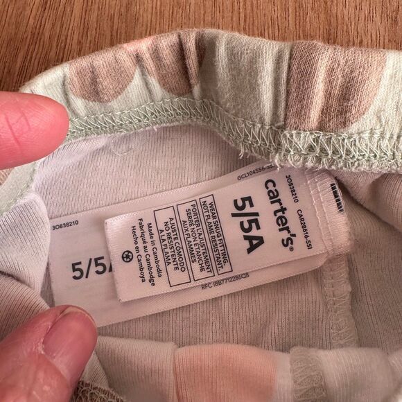 Carter’s Girls 5 Floral Pajama Pants/ Leggings Daisy Print Cotton - Picture 3 of 5